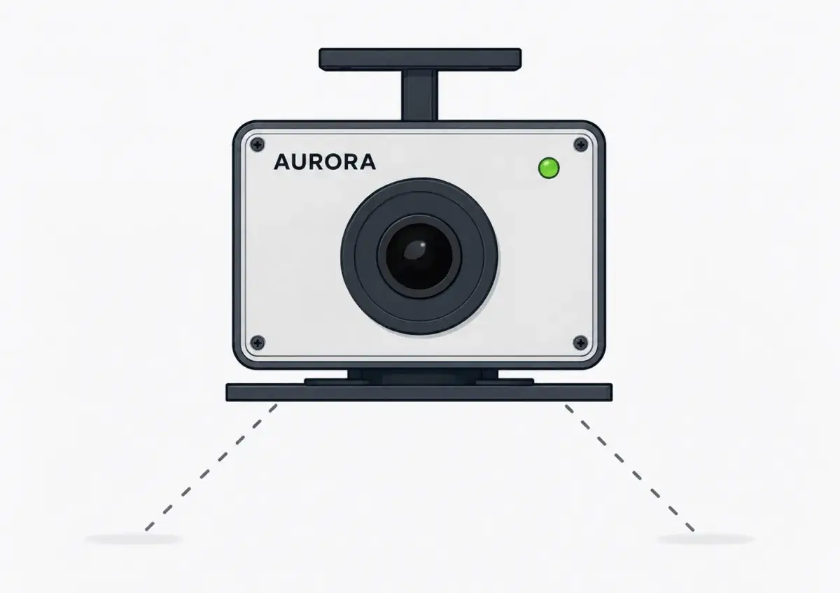Aurora Cam, a compact lane camera on its overhead mount